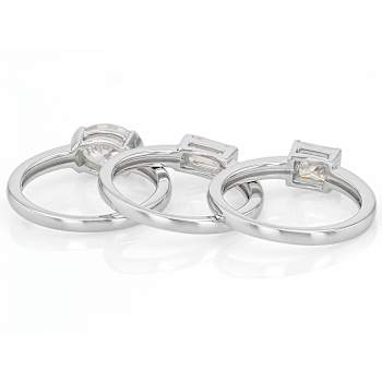 Moissanite Stackable Ring Set In Platinum-Enhanced Sterling Silver
2.88ctw Diamond Equivalent Weight