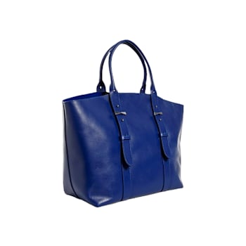 Alexander McQueen Large Leather Legend Tote Bag with Bonus Pouch in Blue