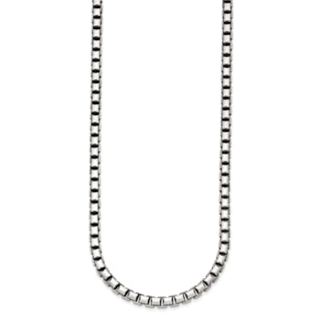 Sterling Silver Antiqued and Satin 5.0mm Box 24 Inch Chain
