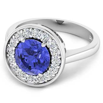 2.5ctw Violet Tanzanite and Diamond 14K White Gold Halo Ring