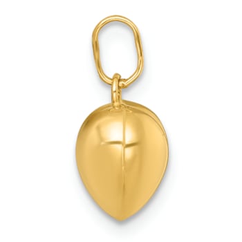 14K Yellow Gold Polished 3D Heart Charm Pendant
