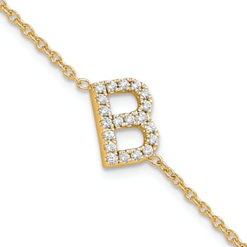 14k Yellow Gold Diamond Sideways Letter B Bracelet