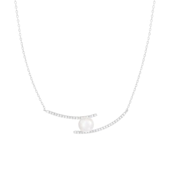7.5-8mm White Cultured Freshwater Pearl Sterling Silver Necklace