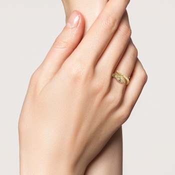Rachel Zoe CZ Bypass Snake Ring in 14K Gold Over Sterling Silver