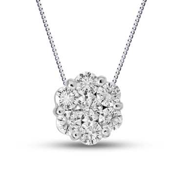 0.50ctw Diamond Cluster Pendant in 14k White Gold