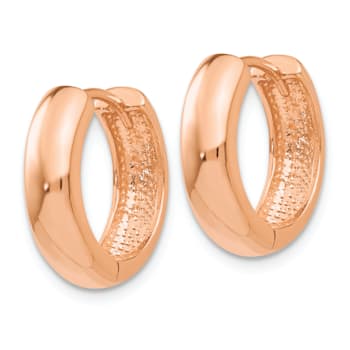 14k Rose Gold 9/16" Round Hinged Hoop Earrings