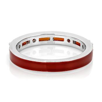 Garnet And Enamel Reversible Band Ring In Platinum Over Sterling Silver