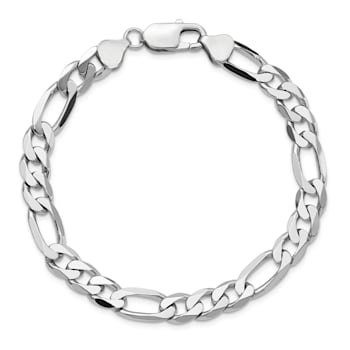 14K White Gold 7.5mm Flat Figaro Chain Bracelet