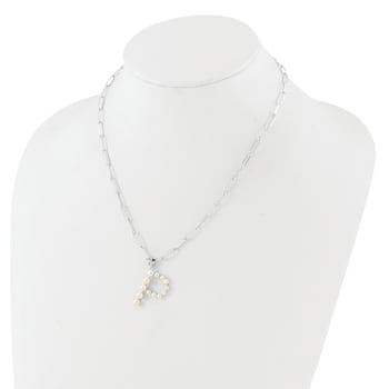 Rhodium Over Sterling Silver 3-5.5mm Freshwater Cultured Pearl LETTER P
18-inch Necklace