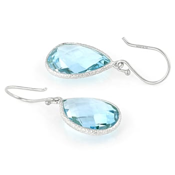 Blue Pear Shape Topaz Sterling Silver Earrings 15ctw