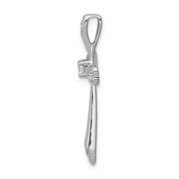 Rhodium Over 14k White Gold Diamond Cross Chain Slide Pendant