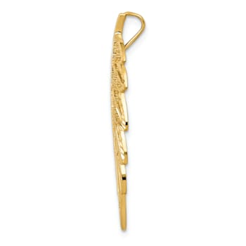 14k Yellow Gold Polished and Diamond-Cut Leaf Chain Slide Pendant