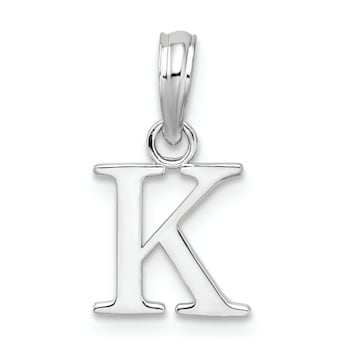 Sterling Silver Polished Block Initial -K- Pendant