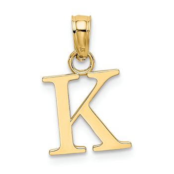 14k Yellow Gold Polished Block Letter K Initial Pendant