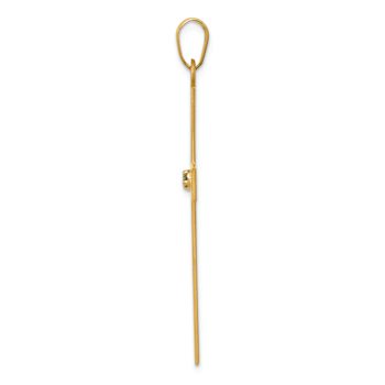 14k Yellow Gold Polished Diamond Cross Pendant