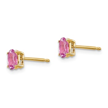 14K Yellow Gold Pink Sapphire Earrings