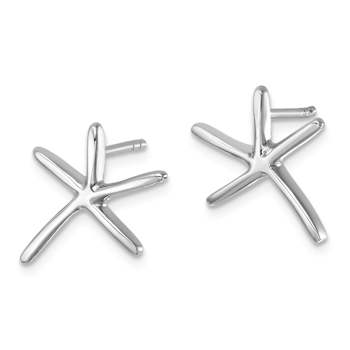 Rhodium Over Sterling Silver Polished Starfish Post Earrings