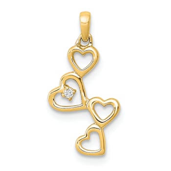 14k Yellow Gold Diamond Heart Pendant