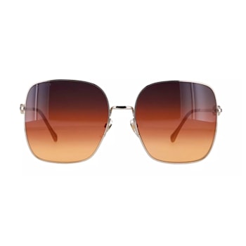 Gucci Gold Tone with White Arm Detail / Brown Lens Sunglasses