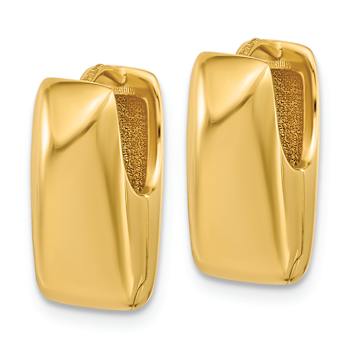 14k Yellow Gold 5/8 inch Polished Puff Oval Hinged Hoop Earrings