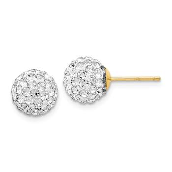 14k Yellow Gold 8mm Crystal Ball Stud Earrings