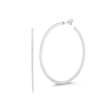 Sterling Statements Rhodium Over Sterling Silver CZ Inside Out XL Hoops