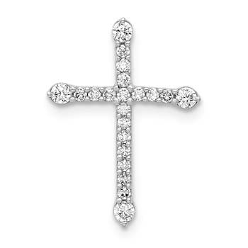 Rhodium Over 14k White Gold Diamond Cross Chain Slide