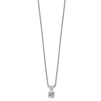 Rhodium Over 14K Gold 1/2 ct. 5.0mm Round G H I True Light Moissanite
Solitaire Pendant with Chain