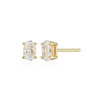 Oval Moissanite 14k Yellow Gold Over Silver Stud Earrings 0.52ctw DEW