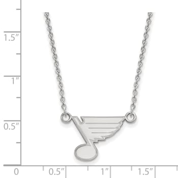Rhodium Over Sterling Silver NHL LogoArt St. Louis Blues Small Pendant Necklace