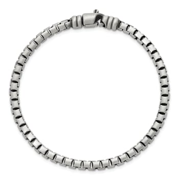 Sterling Silver Antiqued and Satin 4.0mm Box 8 Inch Chain