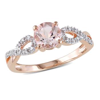 Morganite and Diamond 10K Rose Gold Ring 0.93ctw