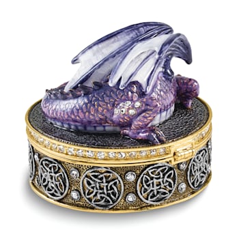 Bejeweled KAIDA Purple Dragon Necklace with Trinket Box