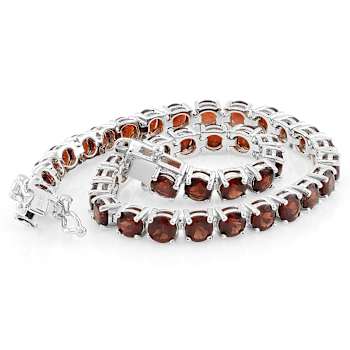 Red Garnet Tennis Bracelet In Sterling Silver 11.70ctw
