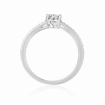 Oval and Round Moissanite Sterling Silver Ring, 0.85ctw