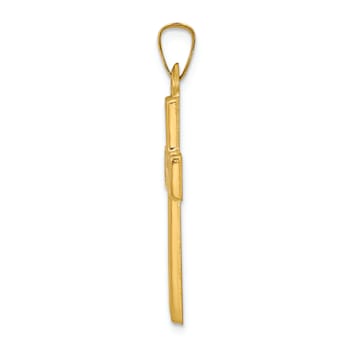 14K Yellow Gold Brushed and Polished Latin Cross Pendant