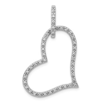 Rhodium Over 14k White Gold Diamond Heart Pendant