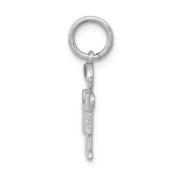 Rhodium Over 14k White Gold Satin Mini Boy Hugs Charm