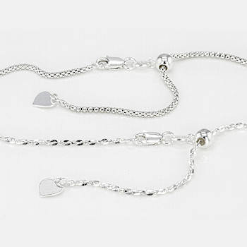 Twisted Serpentine And Diamond-Cut Popcorn Chain Necklace Set Of 2 In
Sterling Silver 24 Inch