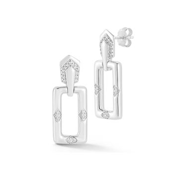 Sterling Statements Rhodium Over Sterling Silver Cubic Zirconia
Rectangular Dangle Earrings