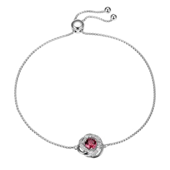 Red Lab Created Ruby Rhodium Over Sterling Silver Bracelet 0.61ctw