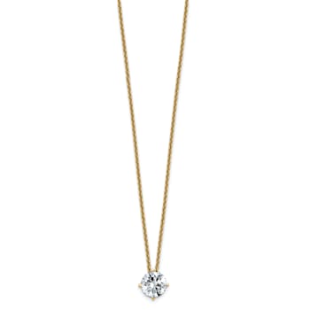 14K Yellow Gold 1 ct. 6.5mm Round D E F Pure Light Moissanite Solitaire
Pendant with Chain