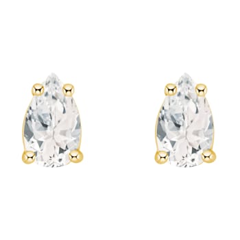 5x3mm Pear Shape White Topaz 14k Yellow Gold Stud Earrings