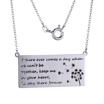 White Diamond Accent Rhodium Over Sterling Silver Love Note Necklace