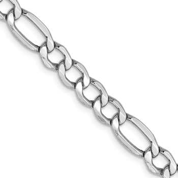 Rhodium Over 14k White Gold 5.75mm Figaro Link 26 Inch Chain