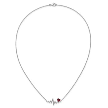 Rhodium Over Sterling Silver Lab Created Ruby and Cubic Zirconia
Heartbeat Necklace