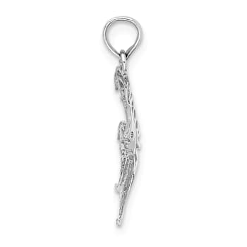 Rhodium Over 14k White Gold Textured Cut-Out Angelfish Charm