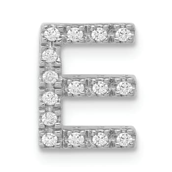 Rhodium Over 14K White Gold Diamond Letter E Initial Charm