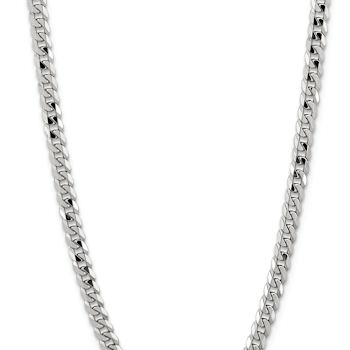 Rhodium Over 14k White Gold 8.5mm Solid Flat Beveled Curb 22 Inch Chain