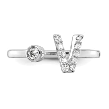 Rhodium Over 14K White Gold Lab Grown Diamond VS/SI GH, Initial V
Adjustable Ring